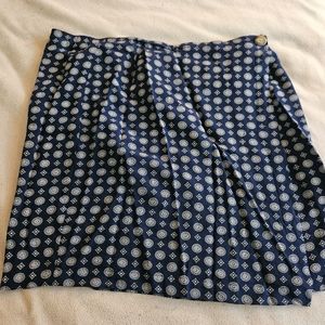 Blue patterned wrap skirt